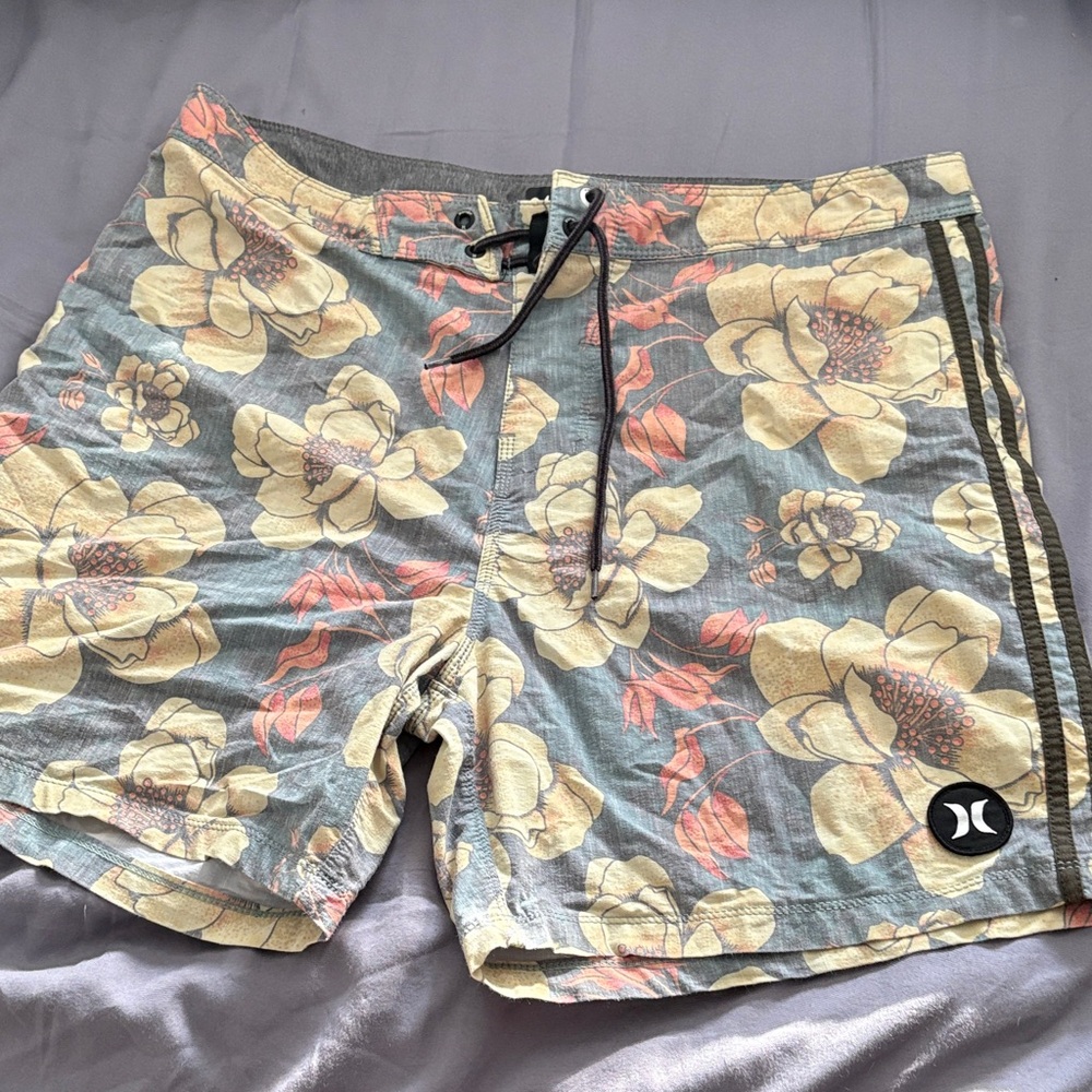 Hurley Floral Swim Shorts in Blue, Yellow and Pink